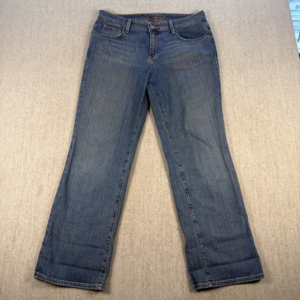 Eddie Bauer Y2K Straight Leg Jeans Womens 10 Short Stretch Blue Denim